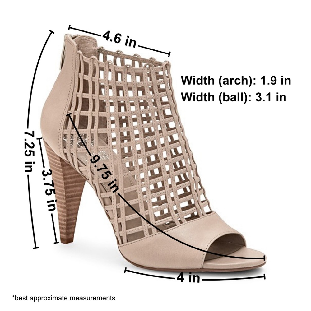 Vince Camuto Atina Woven Leather Peep-Toe Heeled Booties Size 7.5 - Picture 12 of 12